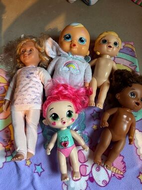 Assorted Kids Dolls Set - Pink, White, Brown